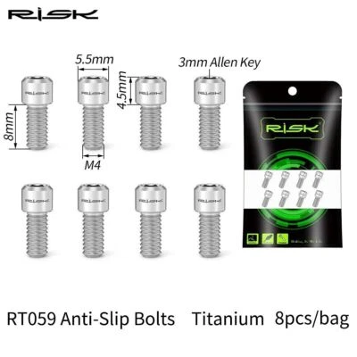 8 Piezas RISK M4x8mm Pedal Bicicleta Descenso Tornillos de Titanio Antideslizantes para XC AM DH MTB Foto 1 de 4