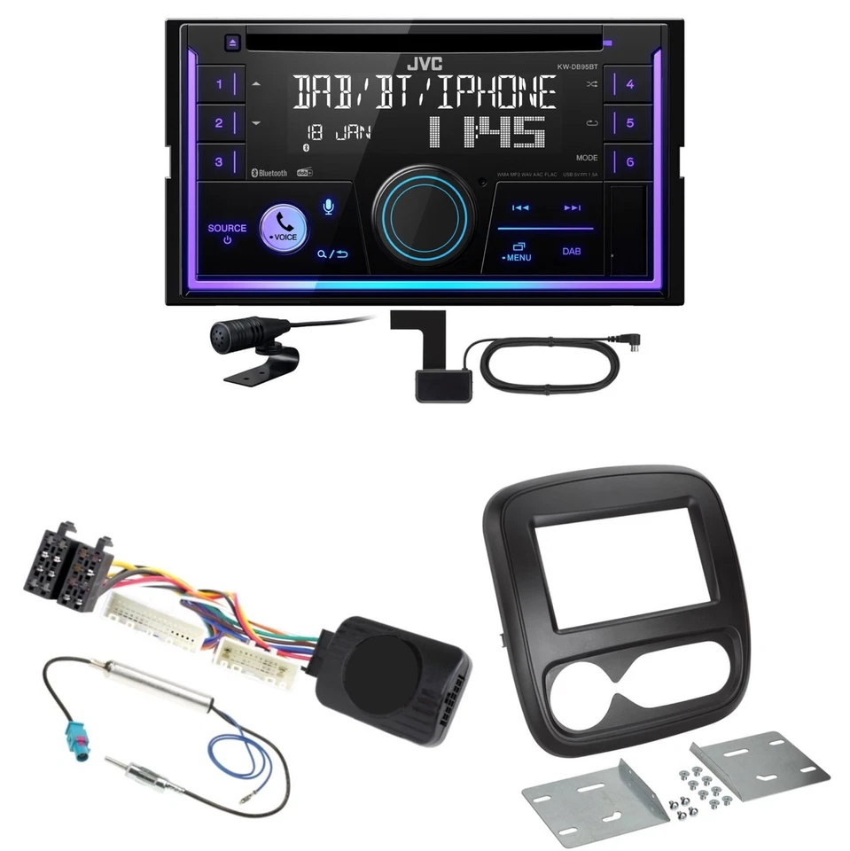 JVC KW-DB95BT Bluetooth Digitalradio USB CD Einbauset für Nissan NV300 - Bild 1 von 1