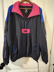 Columbia Black 80’s Colorblock Windbreaker Quarterzip Jacket Size XLarge - Picture 1 of 5