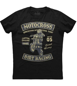 Motocross Dirt Racing Custom Engine Mens Short Sleeve New Cotton Black T-shirt - Picture 1 of 1