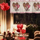 Valentine's Day Love Plaid Kitchen Curtain Fabric Light Luxurious Short Curtain