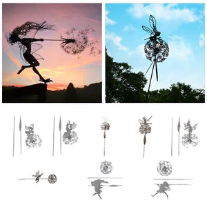 Hadas Alambre Diente de León Acero Inoxidable Jardín Arte Escultura Acero Hadas Adornos - Imagen 1 de 42
