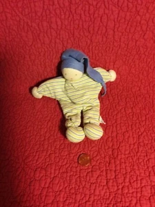 7" Under the Nile ORGANIC COTTON DOLL LOVEY blue green stripes stuffed baby toy - Picture 1 of 6