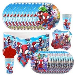 Spidey and His Amazing Friends Party Supplies Set Plates Cups Tablecloth Napkins - Picture 1 of 6