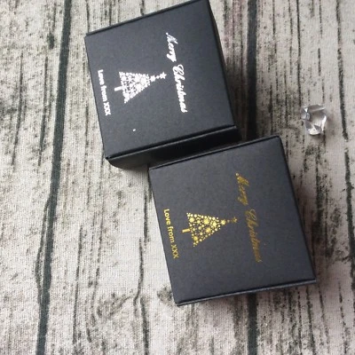 30 black Merry Christmas Gold Silver Foil Personalized Gift Boxes Thank you Box - image 1 of 4