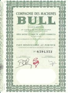 Actions - titres N°7 Compagnie des Machines Bull 50 Francs Paris 1964 - Imagen 1 de 1