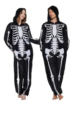 ReneeCho взрослых скелет цельный с капюшоном пижамы костюм - размер: XL - Изображение 1 из 3