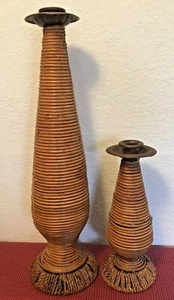 CLEARANCE *** 2 Candlesticks, Tutsi Like Basket Rwanda Old African Art 20" & 11" - Picture 1 of 9