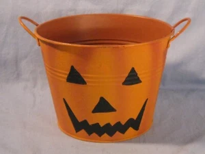 Vintage Jack O Lantern Pumpkin Bucket Pail With Handles - Picture 1 of 10