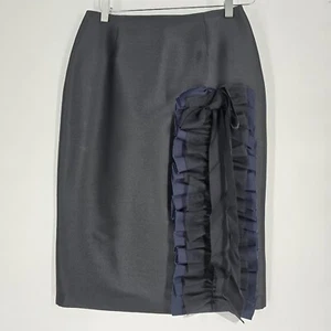 Sachin & Babi NEW Ellsworth Skirt Jet Black Satin Ruffle Detail Size 4 - Picture 1 of 9