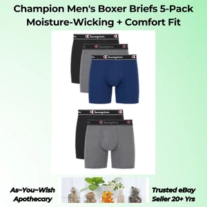 Champion Boxer Briefs 5-Pack Men's M-XXL Moisture Wicking Comfort Fit Underwear - Picture 1 of 4