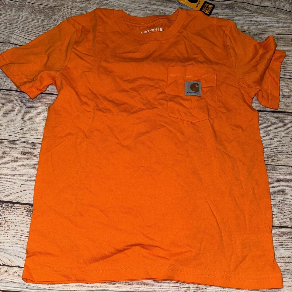 Carhartt Youth Small (8/10) Orange Short Sleeve Pocket Tee Solid NEW - Image 1 of 1