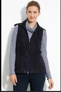 Chaleco LAFAYETTE 148 Nueva York Gamuza Cuello Alto Forrado AZUL MARINO Cordón Cintura Talla S - Imagen 1 de 10