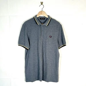 Fred Perry Polo Shirt Men’s Grey UK Size Large M3600 Cotton Twin Tipped - Picture 1 of 9