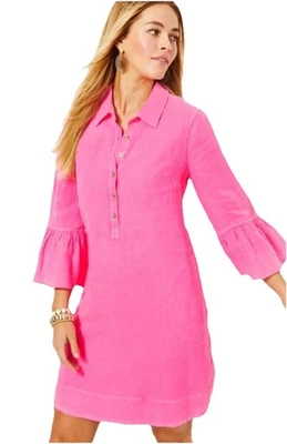 NWT Lilly Pulitzer Jazmyn Linen Tunic Dress in HOT Roxie Pink Women’s 12 Dress - Image 1 of 4