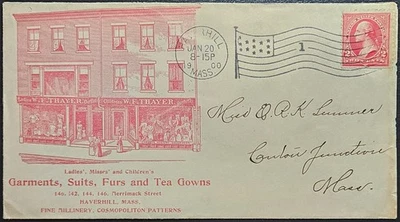 Thayer Clothes Suit Fur Advertising Haverhill MA Flag Machine 1900 Essex Nice! - Image 1 of 2
