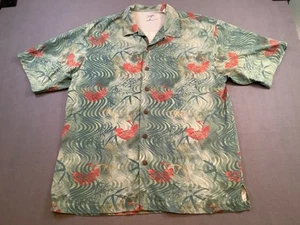 Kahala Hawaiian Aloha Blue Gray 100% Silk Collar Shirt Men's L Box G - Picture 1 of 8