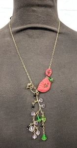 Les Néréides Mohn Halskette Floral Statement Schmuck Kristalle, Feingoldkette - Bild 1 von 7