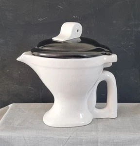 Toilet Teapot Novelty Tea Pot Old Style Loo School Work - Picture 1 of 8