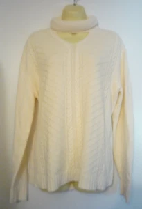 ISAAC MIZRAHI PULLOVER-NEU OHNE ETIKETT-ELFENBEIN-GR. LG-TURTLE/PEEK A BOO NECK-LANGARM- - Bild 1 von 6