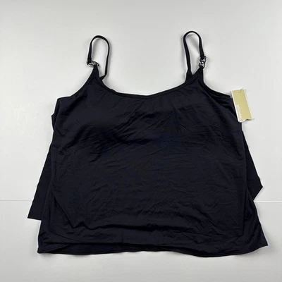 Michael Kors Large Radiant Chain Layered Tankini Top Black Built In Bra Tank - Image 1 of 4