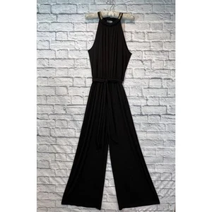 Jennifer Lopez Jumpsuit Black Halter Wide Leg Gold Chain Bling Sz S P201 - Picture 1 of 4