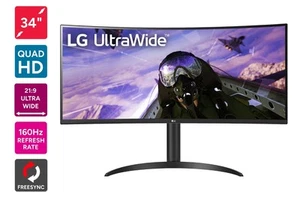 LG 34" Curved UltraWide QHD 160Hz Monitor (34BP65C-B), 34 Inch, Black, Computer - Picture 1 of 8