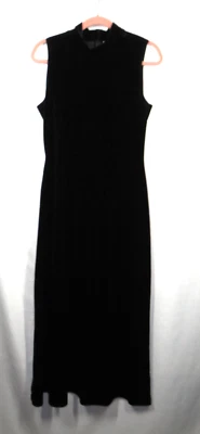 Vintage Casual Corner Black Velvet Mock Neck Formal Maxi Dress Size 12 - Image 1 of 4