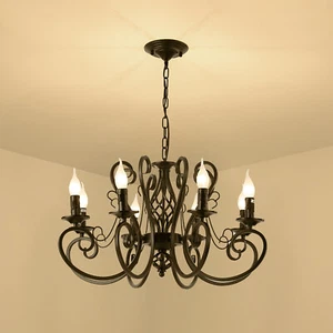 French Country Chandeliers 8 Light Kitchen Vintage Pendant Light for Dining Room - Picture 1 of 24