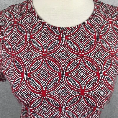 Croft & Barrow Classic Top Tee Shirt Size 1X Short Sleeve Stretch Red White - Image 1 of 4