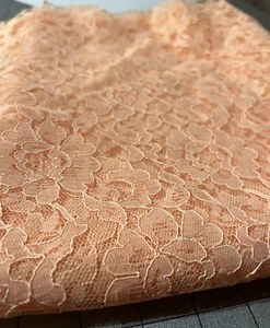 Formal Lace Fabric Peach Rose design Costumes Gown Dress 56" x 1 yard - Picture 1 of 5