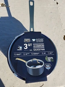 3 Qt IKO Sapphire Diamond Hard Anodized Aluminum Sauce Pan With Clear Glass Lid - Picture 1 of 5