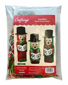 NUEVO Kit de puntada decorativa de lona de plástico Carolers conjunto de 3 artesanías completo sellado - Imagen 1 de 4