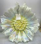 Perłowy opal Biały kwiat Kwiatowy dekoracyjny talerz miski AKCAM Turcja Luster 13" Nowy