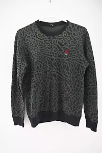 Vintage Jordan Mens Animal Print Gray Pullover Tapered Sweatshirt Size M - Picture 1 of 4