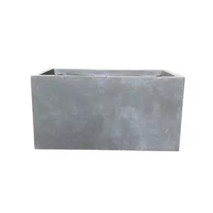 Outdoor Planter Pot 23" Slate Gray Lightweight Concrete Modern Weather Resistant - Picture 1 of 12
