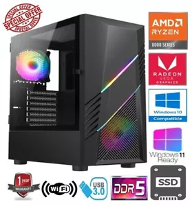 RYZEN 5 GAMING PC - AMD RYZEN 5 8500G AM5 64GB DDR5 RAM 2TB SSD RADEON GRAPHICS - Picture 1 of 14