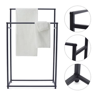 Metal Freestanding Towel Holder 2-Tier Towel Organizer Stand Bathroom Towel Rack - Picture 1 of 12