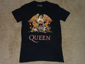 Queen Classic Crest Logo Emblem Band Freddie Mercury Black T Shirt Mens S EUC - Picture 1 of 5