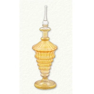 Botella de perfume de vidrio soplado egipcio remolino invertido amarillo hecha en Egipto nueva - Imagen 1 de 1