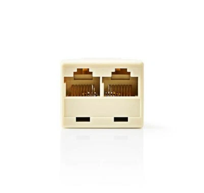 ADATTATORE RJ45 8P8C SPLITTER Y 2 PRESA FEMMINA PER CAVI DI RETE IN ABS AVORIO - Immagine 1 di 2