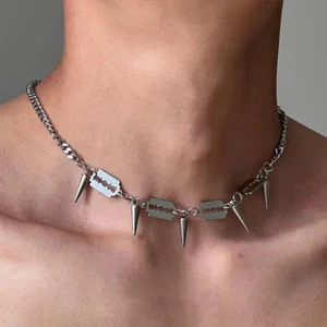 Gargantilla Spike Razor Collar Joyería Hip Hop Punk Unisex - Imagen 1 de 4
