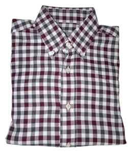 £450 CANALI 1934 MINT MAROON GREY CHECK SHIRT UK 40 EU 50 M MADE IN ITALY - Picture 1 of 9