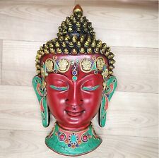 Buddha Mask 12" Wall hanging Art Sculpture Painting & Carving mask Religious