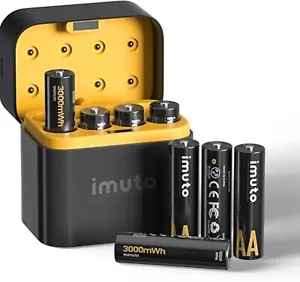 Rechargeable AA Batteries Lithium 8 Pack with Charger,3000mWh 1.5V Constant Outp - Picture 1 of 8