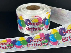 Happy Birthday Ribbon 3 inches wide 10 yards Satin Ribbon - Picture 1 of 1