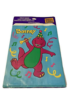 Vintage Barney the Dinosaur 8 Birthday Party Loot Bags Thanks Treat Sacks 1996 