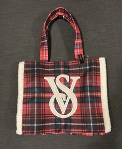 Victorias Secret Red Plaid Tartan Christmas Holiday Tote Bag - Picture 1 of 6