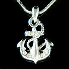 ANCHOR made with Swarovski Crystal YACHT CLUB Boat Nautical Beach Charm Necklace