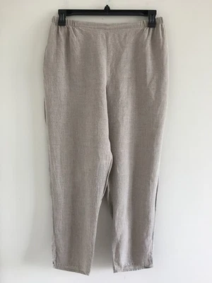 FLAX 100% LINEN ELASTIC WAIST NATURAL COLLOR PANTS SIZE M MADE IN LITHUANIA - Image 1 of 4
